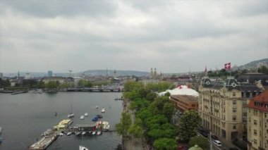 4 k görüntüleri Zürih'cityscape panorama, İsviçre  