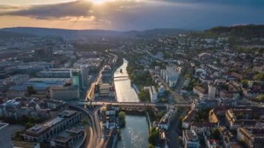4 k görüntüleri Zürih'cityscape panorama, İsviçre  
