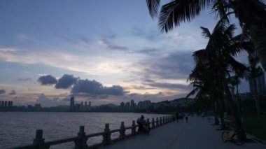 Zhuhai şehir sokak Kavşak hava panorama 4k görüntüleri