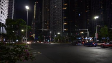  Guangzhou şehir trafik hava panorama. 4 k görüntüleri Çin