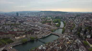 4 k görüntüleri Zürih'cityscape panorama, İsviçre  