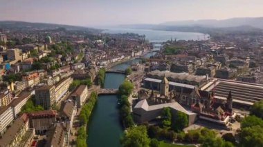 4 k görüntüleri Zürih'cityscape panorama, İsviçre  
