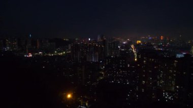 Çin gece saat aydınlatma zhuhai şehir trafik avenue hava panorama 4k zaman atlamalı