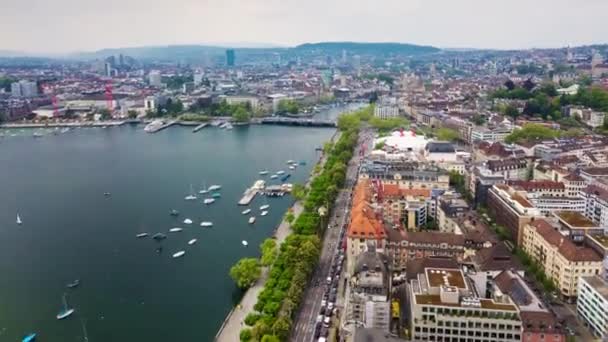 Beelden Van Zürich Stadsgezicht Panorama Zwitserland — Stockvideo