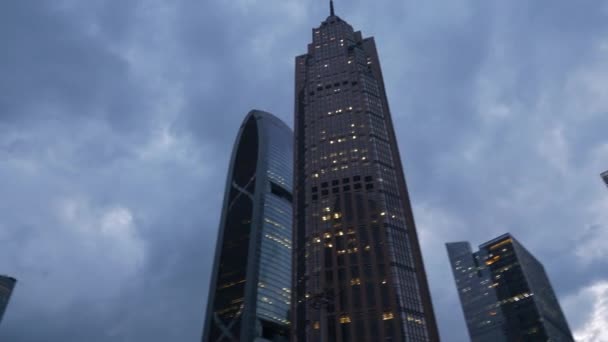 Guangzhou Stadssiluett Antenn Panorama Kvällen Film Kina — Stockvideo