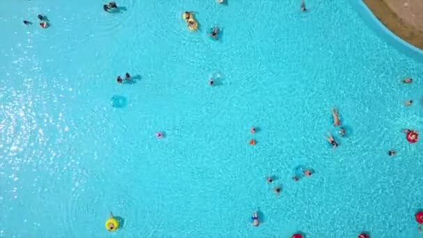 Summer Day Biggest Water Park Swimming Pool Aerial Panorama Minsk — Stock Video