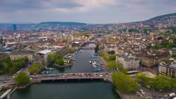 Beelden Van Zürich Stadsgezicht Panorama Zwitserland — Stockvideo