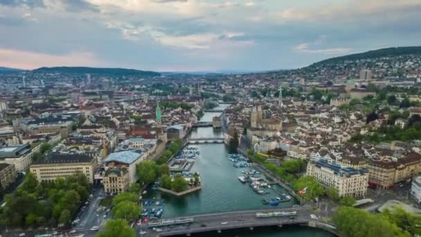 Beelden Van Zürich Stadsgezicht Panorama Zwitserland — Stockvideo