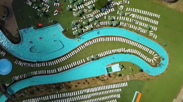 Zomer Dag Grootste Water Park Zwembad Luchtfoto Neer Panorama Minsk — Stockvideo