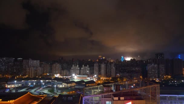 Chine nuit illumination zhuhai ville circulation avenue panorama aérien 4k laps de temps — Video