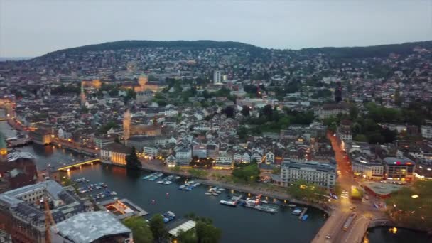 Filmmaterial Vom Nächtlichen Stadtpanorama Zürich Schweiz — Stockvideo
