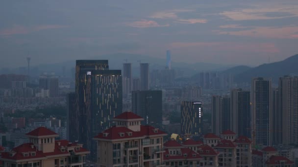 Zhuhai Paesaggio Urbano Serata Aerea Panorama Porcellana — Video Stock