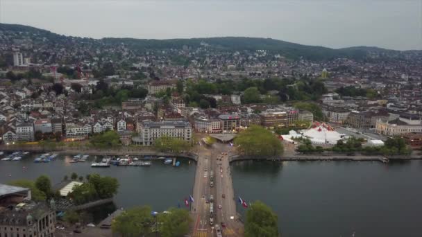 映像のチューリッヒ都市景観パノラマ スイス — ストック動画