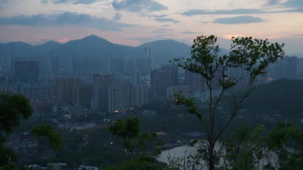 Paysage Urbain Zhuhai Soir Panorama Aérien Chine — Video