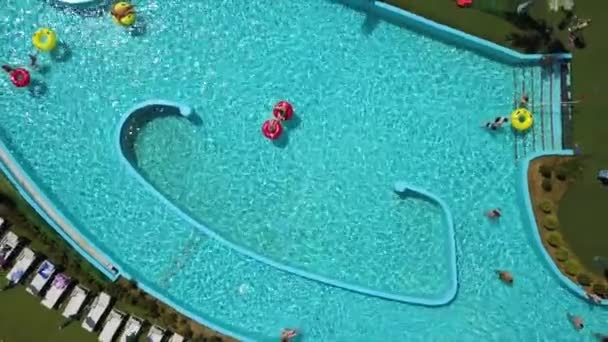 Sommertag Größter Wasserpark Schwimmbad Antenne Nach Unten Panorama Minsk Weißrussland — Stockvideo