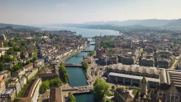 Film Zurich Stadsbilden Panorama Schweiz — Stockvideo