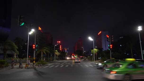Noc Zhuhai City Ruchu Skrzyżowanie Ulicy Antenowe Panorama Timelapse Nagrania — Wideo stockowe