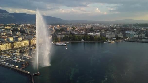 スイス ジュネーヴの街並みパノラマの4K映像 — ストック動画
