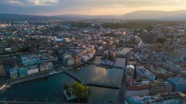 4k Görüntüler: Cenevre şehir manzarası, İsviçre  