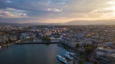 4k Görüntüler: Cenevre şehir manzarası, İsviçre  