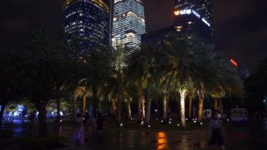 Çin gece saat aydınlatma zhuhai şehir trafik avenue hava panorama 4k zaman atlamalı