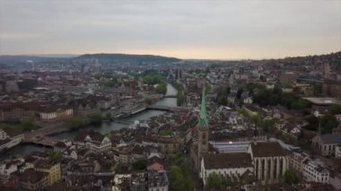 4 k görüntüleri Zürih'cityscape panorama, İsviçre  