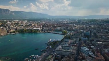 4k Görüntüler: Cenevre şehir manzarası, İsviçre  