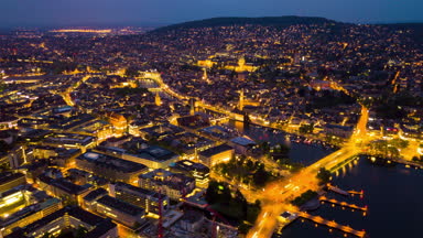 4 k görüntüleri Zürih'cityscape Rating panorama, gece, İsviçre  