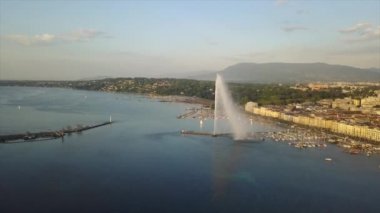 4k Görüntüler: Cenevre şehir manzarası, İsviçre  