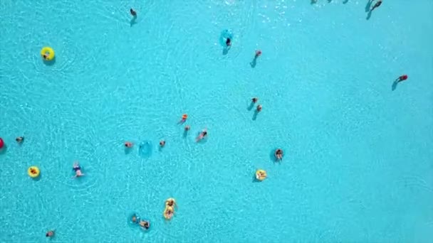 Summer Day Biggest Water Park Swimming Pool Aerial Panorama Minsk — Stock Video