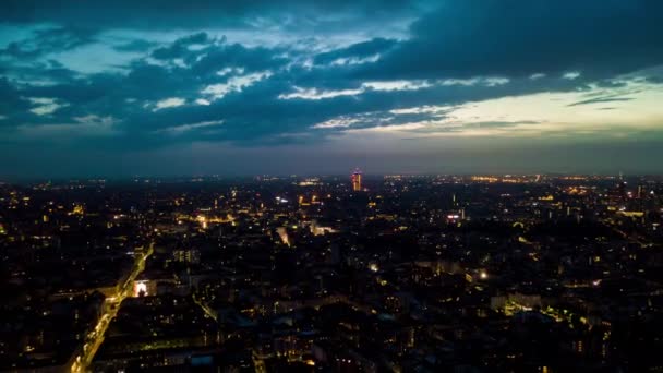 Milano Şehir Manzarasının Gece Vakti Zaman Dilimi Görüntüsü Talya — Stok video