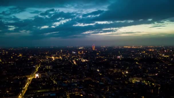 Timelapse Filmagem Panorama Paisagem Urbana Milão Noite Itália — Vídeo de Stock