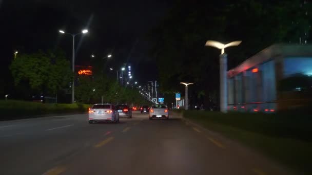 Noční Doprava Města Zhuhai Křižovatka Ulic Letecké Panorama Timelapse Záběry — Stock video