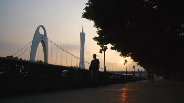 Guangzhou Ene Guangzhou Canton Tower Guangzhou China Escena Colorida Guangzhou — Vídeos de Stock