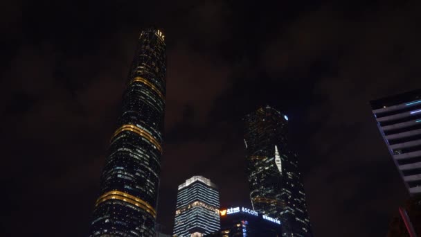 Panorama Aereo Panoramico Guangzhou Durante Notte Filmati Cina — Video Stock