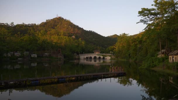 Ηλιόλουστη Μέρα Διακοπών Zhuhai Πόλη Διάσημη Jingshan Πάρκο Πανόραμα Κίνας — Αρχείο Βίντεο