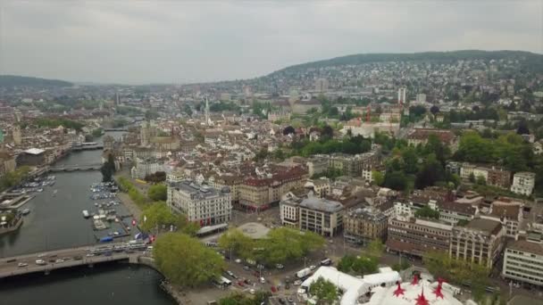 映像のチューリッヒ都市景観パノラマ スイス — ストック動画