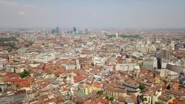 Aufnahmen Des Stadtpanoramas Von Mailand Bei Tag Italien — Stockvideo