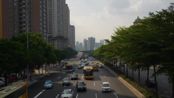 Guangzhou City Traffic Aerial Panorama Footage China — Stock Video