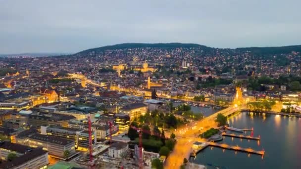 Aufnahmen Des Verkehrspanoramas Der Stadt Zürich Bei Nacht Schweiz — Stockvideo