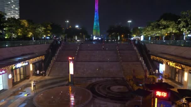 中国の夜時間照明珠海市交通アベニュー空中パノラマ 4 k の時間経過 — ストック動画