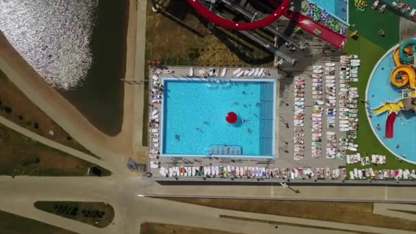 Sommertag Größter Wasserpark Schwimmbad Antenne Nach Unten Panorama Minsk Weißrussland — Stockvideo