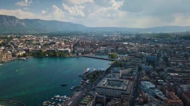 Beelden Van Genève Stadsgezicht Panorama Zwitserland — Stockvideo