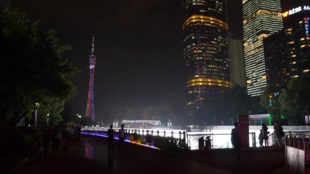 Chine nuit illumination zhuhai ville circulation avenue panorama aérien 4k laps de temps — Video