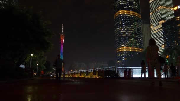 Γκουανγκζού Ιανουαρίου Guangzhou Canton Πύργος Τηλεόρασης Guangzhou Κίνα Πολύχρωμο Σκηνή — Αρχείο Βίντεο