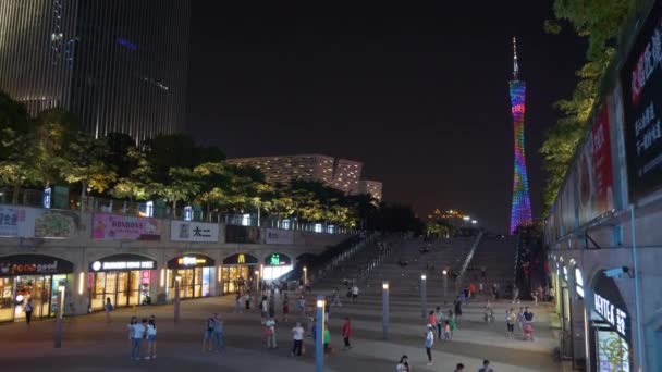 Guangzhou Jan Guangzhou Kanton Fernsehturm Guangzhou China Bunte Szene Von — Stockvideo