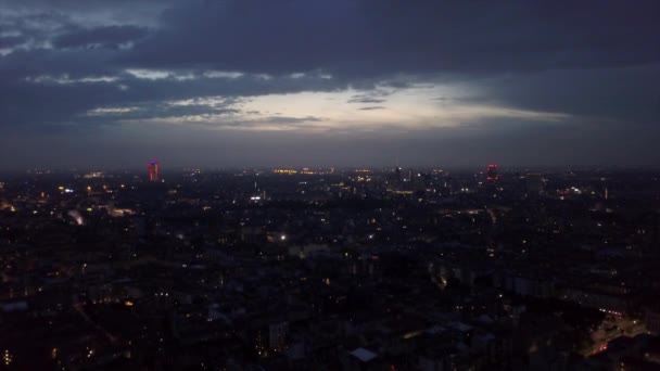 Filmmaterial Von Mailand Stadtpanorama Bei Nacht Italien — Stockvideo