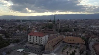 4k Görüntüler: Cenevre şehir manzarası, İsviçre  
