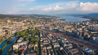 4 k görüntüleri Zürih'cityscape panorama, İsviçre  