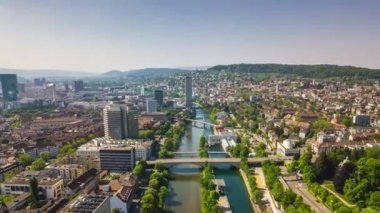 4 k görüntüleri Zürih'cityscape panorama, İsviçre  